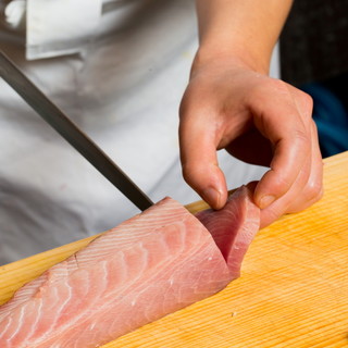 Sashimi decorated with fresh seasonal fish