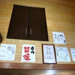 豚の骨 - そのカウンター席の上はこんな感じになっています。 ここで特筆すべきは真ん中にある、店内禁煙の文字ですね。 私の持論は飲食店は全面禁煙にすべき派なのでこれは共感がもてます。 美味しく提供された料理を食べ