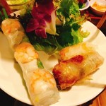 ベトナム料理コムゴン - 春巻きの盛り合わせ（生春巻き＆あげ春巻き2種）