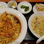 珍味館 - ネギとチャーシュー冷麺＋半炒飯のランチ
