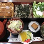 治作庵 - カツ丼セット（カツ丼・ざる・サラダ）1,200円。