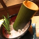 島宿　真里 - 竹筒に入った日本酒♫