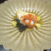室町 和久傳 - 先付（車海老、湯葉豆腐、銀杏）