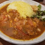 SPICY CURRY 魯珈 - 限定カレー 忘年会シーズン対策！トマトたっぷり手羽元のペッパースープカレーのライス大盛
