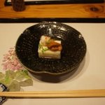 小椋 - セッティング　大和豆腐　海老　雲丹　2011.5