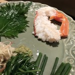 はらまさ - お刺身の、日本目のカニの足