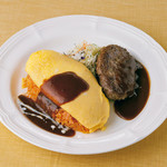 Omelette Rice and beef Hamburg with demiglace sauce