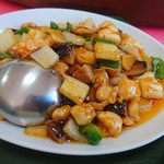 中華 太陽 - セロリと鶏肉の辛み炒め