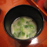 馳走なかむら - 菜の花と葱の味噌汁