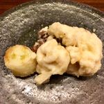 木山 - 河豚の白子と信長ネギとむかごの油物