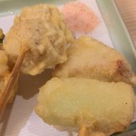 四谷 政吉 - 鴨つくね串100円と豚ネギ串天100円