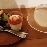 cafe sanaburi - スイーツとゆずジュース(影で見づらい写真(- -;))