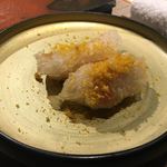 シャンパン&ワインと熟成鮨 Rikyu - 金目鯛天ぷら　カラスミ塩
