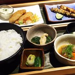 Yakitori Chidori - 1712_Yakitori Chidori -ちどり-_POWER LUNCH A+A@99,000Rp AJI HURAI(アジフライ)+YAKITORI(焼鳥 皮、もも)