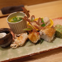 日本料理 e. - 白子の酢の物、穴子の棒寿し等