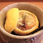 日本料理 きた川 - お凌ぎ　雲子の飯蒸し　柚子釜で