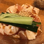 焼鳥 酉たけ - ささみのユッケ　あら美味しい