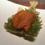 天ぷら 元吉 - 大葉雲丹