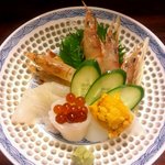 Sushi To Kamameshi Keima - 瀬戸内のおいしいお刺身 エビちゃん生きてます。