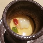 厨翠山   - 秋の香   滋味しみじみと。ずわい蟹と和梨のさらだ仕立て   色々なきのこの茶碗蒸し  
      塩(ゲランドエキストラファン)