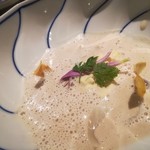 厨翠山   - 栗と百合根のぽたーじゅ   
      濃厚な栗のペーストと百合根のクリーミーなぽたーじゅに 生ゆば