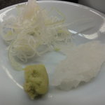 どんぐり庵 - 薬味は大根おろし、わさび、白ネギ