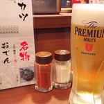 七福神 - 1712_七福神 天満駅前店_生ビール(プレミアムモルツ)＠100円(1杯目)