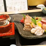 たから寿司 - 風の森 純米 ＆ お造り盛り合わせ