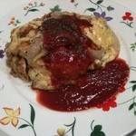 地球食堂てらすや - 一番人気のオムライスセット１０８０円 これにサラダとスープが付きます(2011/5/13撮影)