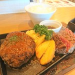 ニクバルダカラ - ハンバーグ＆牛ランプステーキ　１８００円