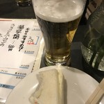 RESTAURANT Maru Man - 生ビールとお通しのサンドイッチ