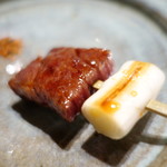 肉割烹 上 - ハラミと葱串