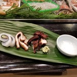 量平寿司 - たこ桜煮とサービスのいか明太きゅうり