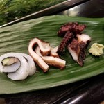 量平寿司 - たこ桜煮とサービスのいか明太きゅうり