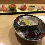 旬菜 おぐら家 - 刺身盛合せ・昆布盛の牡蠣