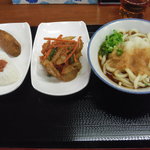 金毘羅製麺 - おろしぶっかけ、野菜かき揚げ、いなり、梅おにぎり　700円