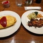 アメリカングリル - オムランチ　1300円　ポタージュスープは飲んじゃった