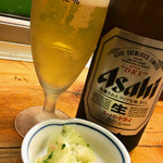 冨久寿司 - 瓶ビールで乾杯！