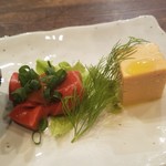 鉄板焼さくら - 人参豆腐は独特。なんか構えて食べちゃった（笑）