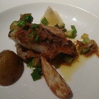 キハチ 青山本店 - 真鯛のポワレ干し貝柱と生ハムのソース♪
