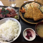 魚八 - ◆ぶつ切り定食¥630 ＋ アジフライ単品¥525