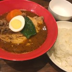 カレー食堂 心 下北沢店 - ハバネロチキンスープカレー(ランチ1300円→1080円)+ラム(300円)