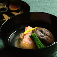 あん肝豆腐と京菊菜の椀物