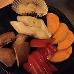 京松蘭 - 焼野菜 青森産にんにく、上州ネギ、椎茸、パプリカ、かぼちゃ