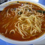 COCONUT GARDEN - 辛味噌ラーメン：太麺にスープが良く絡み合う