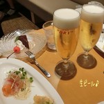レストラン&ワインバー 回 - 先ずは生ビール(550円)で乾杯〜( ^ ^ )/□