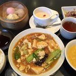 China 胡桃庵 - 海鮮Aランチ税込1280円♤海老と豆腐のオイスター煮