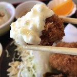 日光うどん - まずはカキフライをタルタルソースで