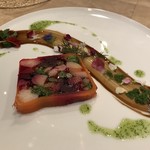 ビストロ ヴァン マルシェ - 立川野菜のテリーヌ バジルのオイル　680円。