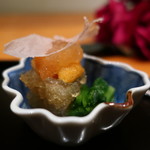日本料理 幸庵 - 子持ち昆布の雲丹乗せ 芹添え